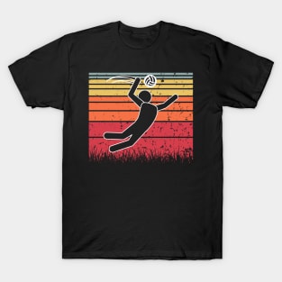 Travel back in time with beach volleyball - Retro Sunsets shirt featuring a player! T-Shirt